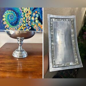 Towle Silver-Tone Pedestal Compote with Matching Tray